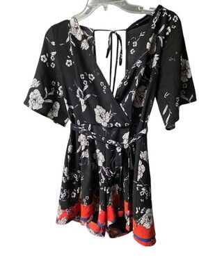 Floral Wrap Romper Size M By TRIXXI